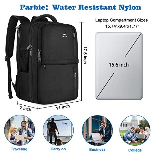 Travel Backpack, Flight Approved Carry On Hand Luggage, MATEIN Water Resistant Anti-Theft Business Large Daypack Weekender Bag For 15.6 Inch Laptop, Black 5 Travel Backpack, Flight Approved Carry On Hand Luggage, MATEIN Water Resistant Anti-Theft Business Large Daypack Weekender Bag For 15.6 Inch Laptop, Black - Image 5
