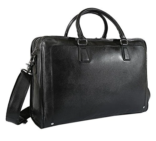 Polare Men'S Real Soft Napa Leather 17.3'' Briefcase Laptop Business Bag Black 6 Polare Men'S Real Soft Napa Leather 17.3'' Briefcase Laptop Business Bag Black - Image 6