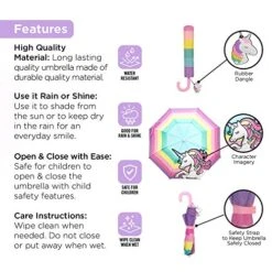 Kids Umbrella And Raincoat Set For Boys And Girls Ages 3-7 (Unicorn Design) -Luggage Factory 51W bLQUwL