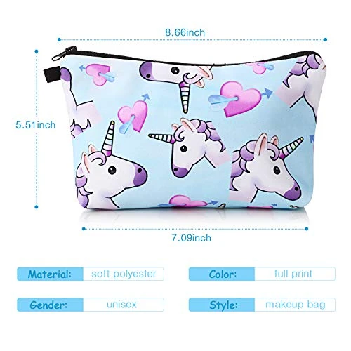 4 Pieces Makeup Bag Funny Cartoon Cosmetic Pouch Printed Toiletry Travelling Bags Cosmetic Bags For Women (Unicorn) 7 4 Pieces Makeup Bag Funny Cartoon Cosmetic Pouch Printed Toiletry Travelling Bags Cosmetic Bags For Women (Unicorn) - Image 7