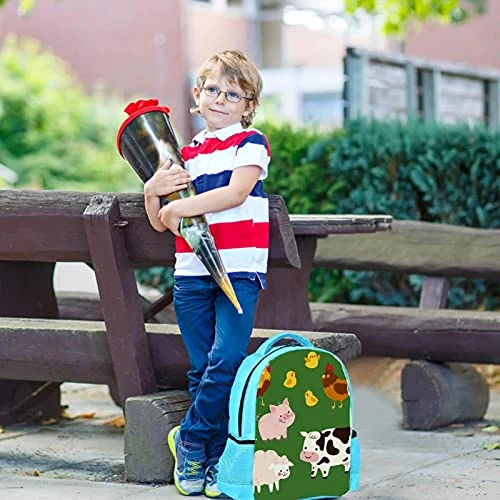 LORVIES Farm Animal Green Backpack Kids School Book Bags For Elementary Primary Schooler For Boys 2 LORVIES Farm Animal Green Backpack Kids School Book Bags For Elementary Primary Schooler For Boys - Image 2