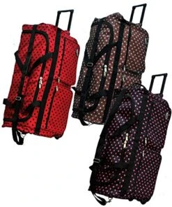 "E-Z Roll" 30" Fashionable Polka Dots Rolling Duffel Bag With 3 Colors (Red/Black Dots) 9 "E-Z Roll" 30" Fashionable Polka Dots Rolling Duffel Bag With 3 Colors (Red/Black Dots) -Luggage Factory 51X05f 2BeKtL