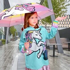 Kids Umbrella And Raincoat Set For Boys And Girls Ages 3-7 (Unicorn Design) -Luggage Factory 51X80fG9olL