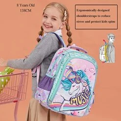 Unicorn Backpack For Girls, Kid 16 Inch Water Resistant Preschool Primary Kindergarten Elementary School Bookbag With Water Bottle Pocket And Chest Strap Large Capacity - Purple 13 Unicorn Backpack For Girls, Kid 16 Inch Water Resistant Preschool Primary Kindergarten Elementary School Bookbag With Water Bottle Pocket And Chest Strap Large Capacity - Purple -Luggage Factory 51XIswn2WZS