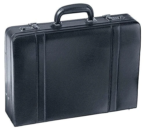 Mancini BUSINESS Expandable Attache Case, Leather Briefcase In Black 1 Mancini BUSINESS Expandable Attache Case, Leather Briefcase In Black