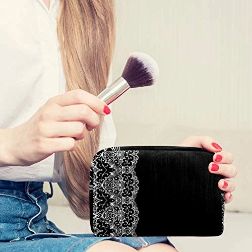 LORVIES Black And Lace Makeup Bag Toiletry Bag For Women Skincare Cosmetic Handy Pouch Zipper Handbag 3 LORVIES Black And Lace Makeup Bag Toiletry Bag For Women Skincare Cosmetic Handy Pouch Zipper Handbag - Image 3