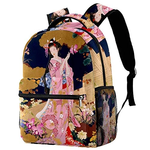 LORVIES Japanese Geisha Girl Backpacks For Traveling Hiking Shopping 1 LORVIES Japanese Geisha Girl Backpacks For Traveling Hiking Shopping