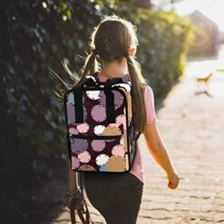 LORVIES Japanese Circle Pattern School Bag For Student Bookbag Teens Travel Backpack Casual Daypack Travel Hiking Camping