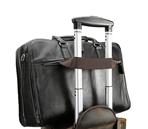 Polare Men'S Real Soft Napa Leather 17.3'' Briefcase Laptop Business Bag Black 7 Polare Men'S Real Soft Napa Leather 17.3'' Briefcase Laptop Business Bag Black - Image 7