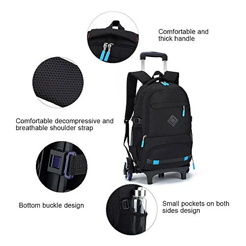 TiTa-Dong Rolling Backpack Luggage 18 Inch Wheeled Backpack Travel Laptop Laptop Six Wheels Unisex Trolley School Bags Jansport For Boys Girls Kids Teenagers Students,Black 7 TiTa-Dong Rolling Backpack Luggage 18 Inch Wheeled Backpack Travel Laptop Laptop Six Wheels Unisex Trolley School Bags Jansport For Boys Girls Kids Teenagers Students,Black - Image 7