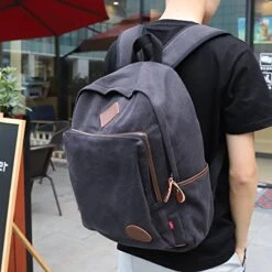 AUGUR Canvas Backpack,Casual Vintage Laptop Backpack, Lightweight School Daypack For Men Women -Luggage Factory 51 2ByI KxdZL