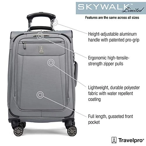 Travelpro Skywalk Limited 3 Piece Spinner Suitcase Set - Softside Expandable Travel Luggage With Spinning Wheels – Carry On & Checked Bags, Grey 6 Travelpro Skywalk Limited 3 Piece Spinner Suitcase Set - Softside Expandable Travel Luggage With Spinning Wheels – Carry On & Checked Bags, Grey - Image 6
