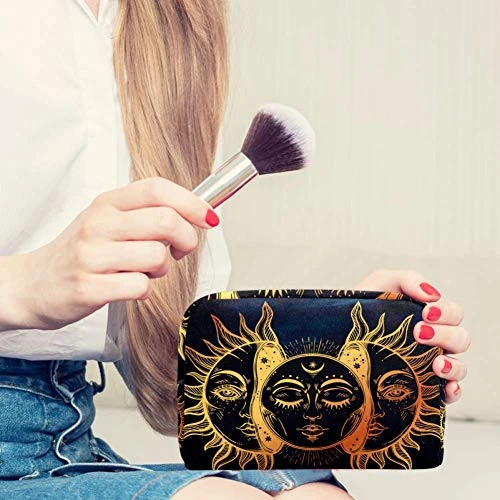 LORVIES Makeup Bag Toiletry Bag For Women Celestial Moon And Sun Skincare Cosmetic Handy Pouch Zipper Handbag 3 LORVIES Makeup Bag Toiletry Bag For Women Celestial Moon And Sun Skincare Cosmetic Handy Pouch Zipper Handbag - Image 3