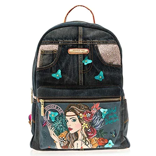 Denim Back Pack For Women With Multiple Compartments And Adjustable Shoulder Straps 1 Denim Back Pack For Women With Multiple Compartments And Adjustable Shoulder Straps