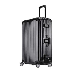 Trolley Suitcase, Caster Suitcase Trolley Suitcase, Retractable Suitcase, Hard-Shell Suitcase With Tsa Lock And 4 Casters, Black, 22 Inch