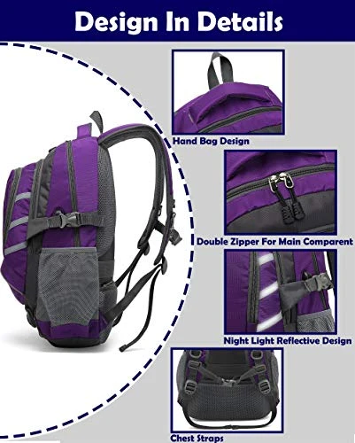 ProEtrade Backpack Daypack For School College Laptop Travel, Computer Bookbag Bag With USB Charging Port Anti Theft Laptop Compartment Fits 15.6 Inch Notebook, Gifts For Men & Women (Purple) 5 ProEtrade Backpack Daypack For School College Laptop Travel, Computer Bookbag Bag With USB Charging Port Anti Theft Laptop Compartment Fits 15.6 Inch Notebook, Gifts For Men & Women (Purple) - Image 5