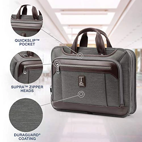Travelpro Travlepro Luggage Platinum Elite 16" Carry-on Slim Business Computer Briefcase, Vintage Grey, One Size 2 Travelpro Travlepro Luggage Platinum Elite 16" Carry-on Slim Business Computer Briefcase, Vintage Grey, One Size - Image 2