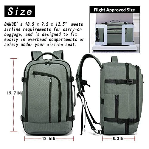 BANGE Travel Overnight Backpack,40-Liter FAA Flight Approved Weekender Bag Carry On Backpack GREEN (Backpack With 3 Cubes) 9 BANGE Travel Overnight Backpack,40-Liter FAA Flight Approved Weekender Bag Carry On Backpack GREEN (Backpack With 3 Cubes) - Image 9