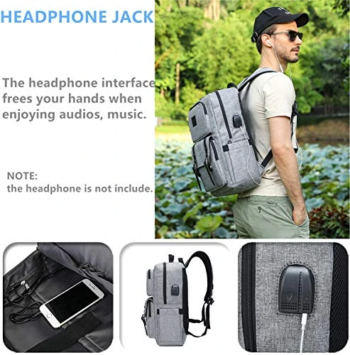 Laptop Backpack Women Men College Backpacks Bookbag Vintage Backpack Book Bag Fashion Back Pack Anti Theft Travel Backpacks With Charging Port Fit 15.6 Inch Laptop Grey 3 Laptop Backpack Women Men College Backpacks Bookbag Vintage Backpack Book Bag Fashion Back Pack Anti Theft Travel Backpacks With Charging Port Fit 15.6 Inch Laptop Grey - Image 3