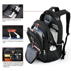 Crossgear Laptop Backpack With Combination Lock- Fits Most 15.6 Inch Laptops And Tablets Cr-9001Bk -Luggage Factory 51gOW20rbQL