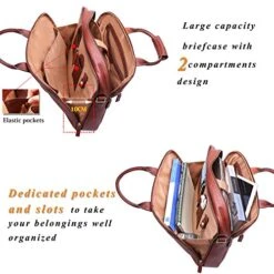 Banuce Vintage Full Grain Italian Leather Briefcase For Men Business Attache Case 14" Laptop Tote -Luggage Factory 51gS7nBJebL
