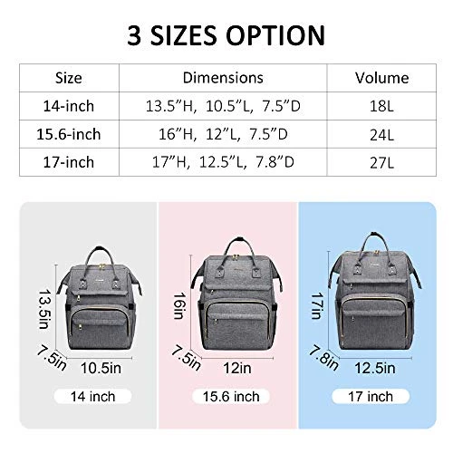 Laptop Backpack For Women Fashion Travel Bags Business Computer Purse Work Bag With USB Port, Grey 3 Laptop Backpack For Women Fashion Travel Bags Business Computer Purse Work Bag With USB Port, Grey - Image 3