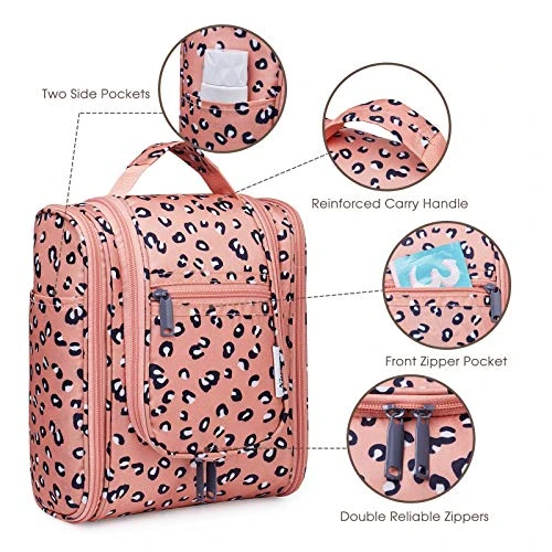 Hanging Travel Toiletry Bag Cosmetic Make Up Organizer For Women And Men (Orange Leopard) 5 Hanging Travel Toiletry Bag Cosmetic Make Up Organizer For Women And Men (Orange Leopard) - Image 5