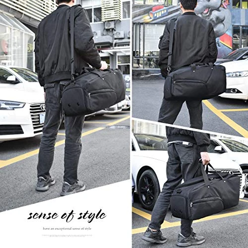 Gym Bag Sports Duffle Bag With Shoes Compartment Waterproof Large Travel Duffel Bags Weekender Overnight Bag For Men Women 45L Black 7 Gym Bag Sports Duffle Bag With Shoes Compartment Waterproof Large Travel Duffel Bags Weekender Overnight Bag For Men Women 45L Black - Image 7