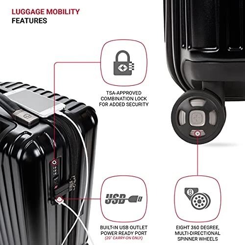 SwissGear 7910 Hardside Expandable Spinner Wheel Luggage With TSA Lock And USB, Black, Carry-On 20-Inch 9 SwissGear 7910 Hardside Expandable Spinner Wheel Luggage With TSA Lock And USB, Black, Carry-On 20-Inch - Image 9