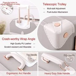 Unitravel Vintage Suitcase Set 26 Inch PU Leather Spinner Luggage With 12 Inch Train Bag For Women (Light Gray) 11 Unitravel Vintage Suitcase Set 26 Inch PU Leather Spinner Luggage With 12 Inch Train Bag For Women (Light Gray) -Luggage Factory 51jgUwMP3DL