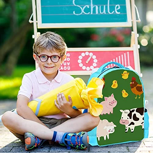 LORVIES Farm Animal Green Backpack Kids School Book Bags For Elementary Primary Schooler For Boys 3 LORVIES Farm Animal Green Backpack Kids School Book Bags For Elementary Primary Schooler For Boys - Image 3