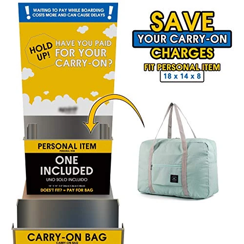 For Spirit Airlines Foldable Travel Duffel Bag Tote Carry On Luggage Sport Duffle Weekender Overnight For Women And Girls (1112 Mint Green) 7 For Spirit Airlines Foldable Travel Duffel Bag Tote Carry On Luggage Sport Duffle Weekender Overnight For Women And Girls (1112 Mint Green) - Image 7