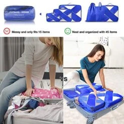 P.travel 6Pcs Packing Cubes For Travel Lightweight Luggage Organizer Bag Travel Cubes (Blue) -Luggage Factory 51krpY HRPL