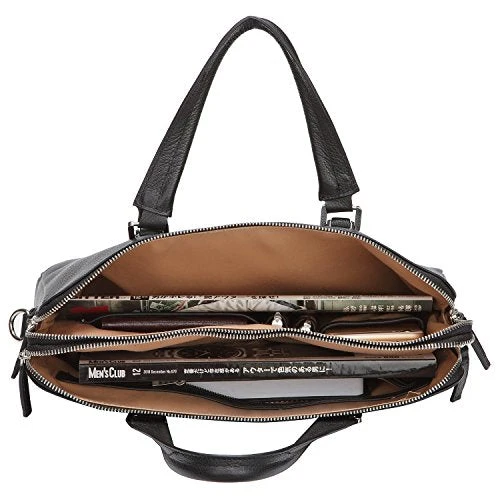 Banuce Black Soft Genuine Leather Briefcase For Women Men Business Work 14" Laptop Messenger Bag 7 Banuce Black Soft Genuine Leather Briefcase For Women Men Business Work 14" Laptop Messenger Bag - Image 7