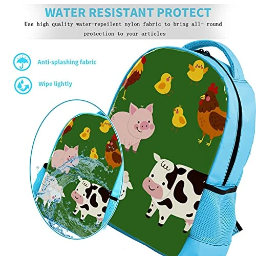 LORVIES Farm Animal Green Backpack Kids School Book Bags For Elementary Primary Schooler For Boys 5 LORVIES Farm Animal Green Backpack Kids School Book Bags For Elementary Primary Schooler For Boys - Image 5