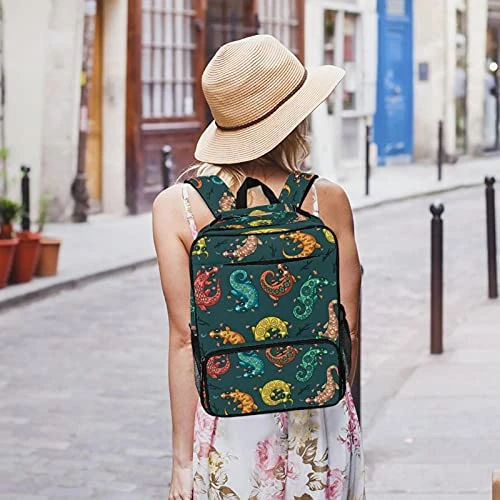 LORVIES Colorful Reptile Lizard School Bag For Student Bookbag Women Travel Backpack Casual Daypack Travel Hiking Camping 2 LORVIES Colorful Reptile Lizard School Bag For Student Bookbag Women Travel Backpack Casual Daypack Travel Hiking Camping - Image 2