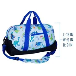 Wildkin Kids Overnighter Duffel Bags For Boys & Girls, Measures 18 X 9 X 9 Inches Duffel Bag For Kids, Carry-On Size & Ideal For School Practice Or Overnight Travel, BPA-free (Dinosaur Land) -Luggage Factory 51lbysHYGNL