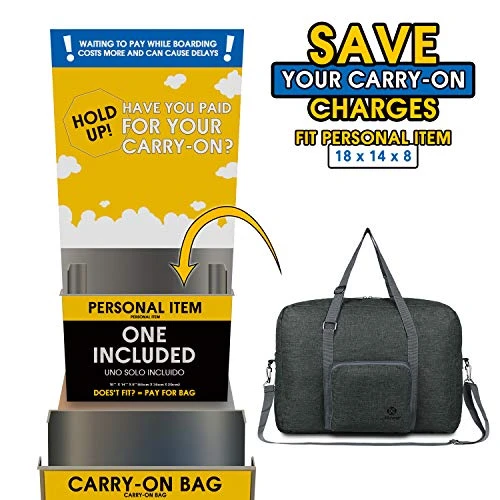 For Spirit Airlines Foldable Travel Duffel Bag Tote Carry On Luggage Sport Gym Duffle For Men And Women (Dark Grey) 2 For Spirit Airlines Foldable Travel Duffel Bag Tote Carry On Luggage Sport Gym Duffle For Men And Women (Dark Grey) - Image 2