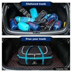 REDCAMP 85L Foldable Duffle Bag With Wheels 26", 1680D Oxford Collapsible Large Duffel Bag With Rollers For Camping Travel Gear, Black -Luggage Factory 51mHtiQJoSL