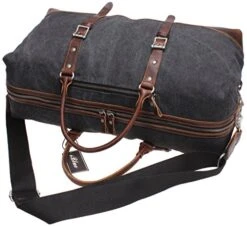 Iblue Vinatge Leather Weekender Travel Bag Mens Duffel Bag Canvas B003(Xl 21'', Grey) -Luggage Factory 51mLYv1E12L