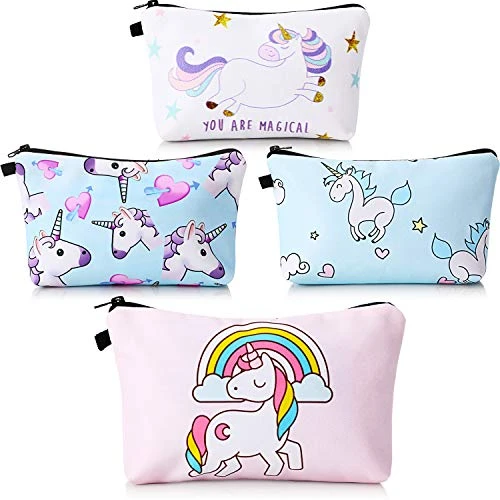 4 Pieces Makeup Bag Funny Cartoon Cosmetic Pouch Printed Toiletry Travelling Bags Cosmetic Bags For Women (Unicorn) 1 4 Pieces Makeup Bag Funny Cartoon Cosmetic Pouch Printed Toiletry Travelling Bags Cosmetic Bags For Women (Unicorn)