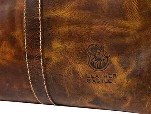 Leather Castle Genuine Vintage Men’s Duffel Sports Gym, Travel, Carry-on Luggage Bag, Light Brown 9 Leather Castle Genuine Vintage Men’s Duffel Sports Gym, Travel, Carry-on Luggage Bag, Light Brown - Image 9
