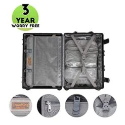 Travelking All Aluminum Carry On Luggage With TSA Locks Metal Hard Shell Spinner Suitcase (New Arrival Black, 20 Inch) -Luggage Factory 51mtpR1HuiL