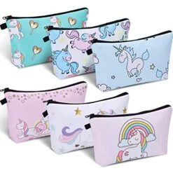 6 Pieces Makeup Bag Toiletry Pouch Waterproof Cosmetic Bag With Zipper Travel Packing Bag 8.7 X 5.3 Inch Small Cosmetic Bag Accessory Organizer For Women And Men (Unicorn Style)