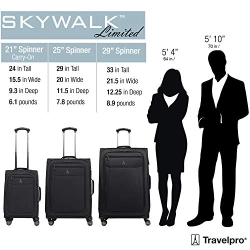 Travelpro Skywalk Limited 3 Piece Spinner Suitcase Set - Softside Expandable Travel Luggage With Spinning Wheels – Carry On & Checked Bags, Grey 3 Travelpro Skywalk Limited 3 Piece Spinner Suitcase Set - Softside Expandable Travel Luggage With Spinning Wheels – Carry On & Checked Bags, Grey - Image 3