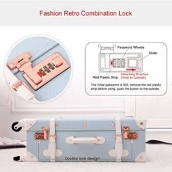 UNIWALKER Retro Luggage Set 20 Inch Women Cute Suitcase With 12 Inch Carry On Handbag (Embossed Blue) 9 UNIWALKER Retro Luggage Set 20 Inch Women Cute Suitcase With 12 Inch Carry On Handbag (Embossed Blue) -Luggage Factory 51nxO9cV AL