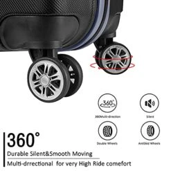 JOYWAY Luggage 3 Piece Set Suitcase Lightweight Hardshell TSA Lock Spinner (black) -Luggage Factory 51oC3GL500S