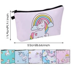 6 Pieces Makeup Bag Toiletry Pouch Waterproof Cosmetic Bag With Zipper Travel Packing Bag 8.7 X 5.3 Inch Small Cosmetic Bag Accessory Organizer For Women And Men (Unicorn Style) -Luggage Factory 51oZoVm0QiL