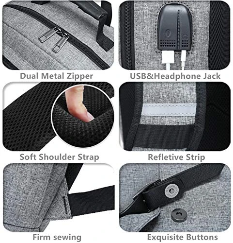 Laptop Backpack Women Men College Backpacks Bookbag Vintage Backpack Book Bag Fashion Back Pack Anti Theft Travel Backpacks With Charging Port Fit 15.6 Inch Laptop Grey 2 Laptop Backpack Women Men College Backpacks Bookbag Vintage Backpack Book Bag Fashion Back Pack Anti Theft Travel Backpacks With Charging Port Fit 15.6 Inch Laptop Grey - Image 2