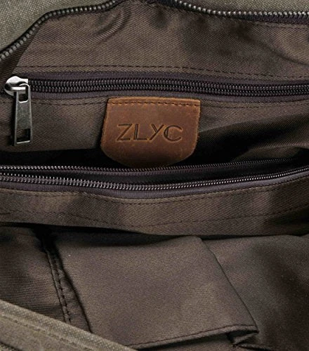 Canvas Messenger Bag Zlyc Leather Trim 15.6 Inch Laptop Bag Military Shoulder Bag Vintage Handbag 9 Canvas Messenger Bag Zlyc Leather Trim 15.6 Inch Laptop Bag Military Shoulder Bag Vintage Handbag - Image 9